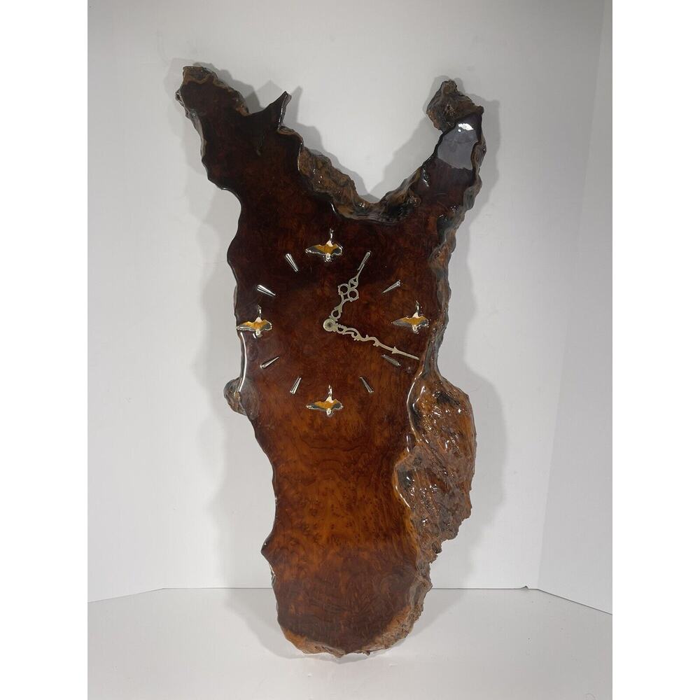 Burl Wood Wall‎ Clock Burl Redwood Gorgeous Vintage Custom Duck Goose Image Real